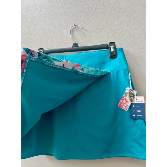 Tommy Bahama Athletic Skort Golf Tennis XS Teal with Floral Trim New NWT UPF 50 - Picture 3 of 9